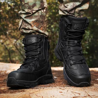 Neue Kampfstiefel in Übergröße PU-Mesh mittelhoch abriebfest taktische Stiefel Outdoor-Sport Wanderschuhe Wander-Militärstiefel