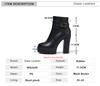 Fashion Sping Autumn Platform Ankle Boots Woman Black Brown PU Leather Shoes Female High Heels Boots Ladies Shoes For Party Big Size 43