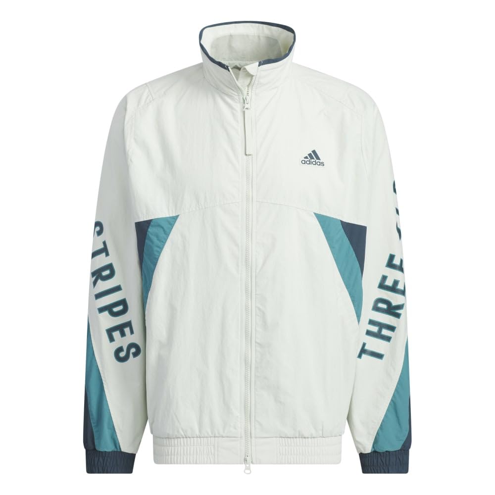 Adidas JSY33 Linen Green Jersey Top with Oversized Jacket Size M Men's Wording, Fit, Full-Zip (IS5148),