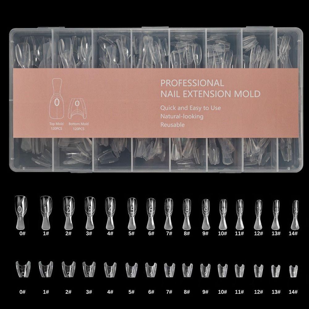 240pcs Oval Shape Sandwich Nail Dual Form No-Trace Nail Tips  for Profional Use in Nail Salons