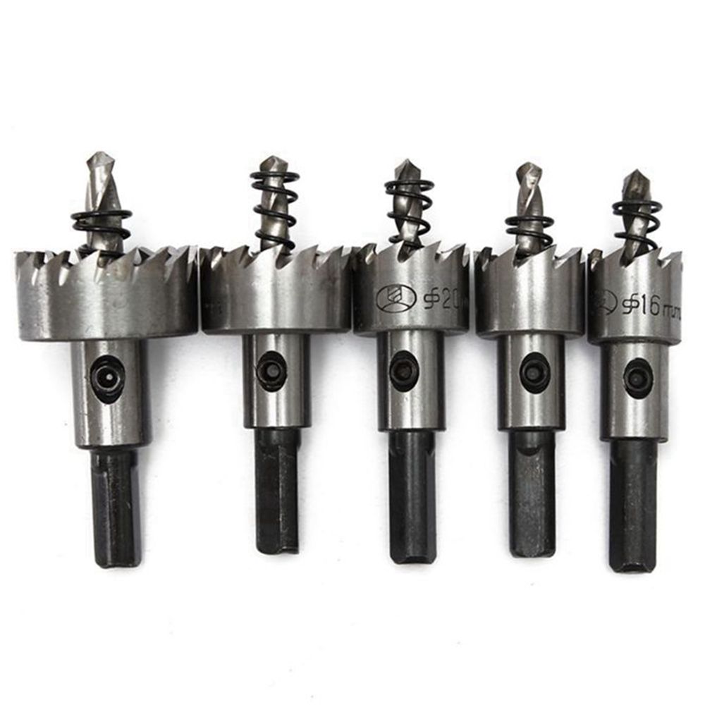 5Pcs Carbide Tip HSS Drill Bit Hole Saw Set Stainless Steel Metal Alloy 16/18.5/20/25/30mm Woodworking Tools