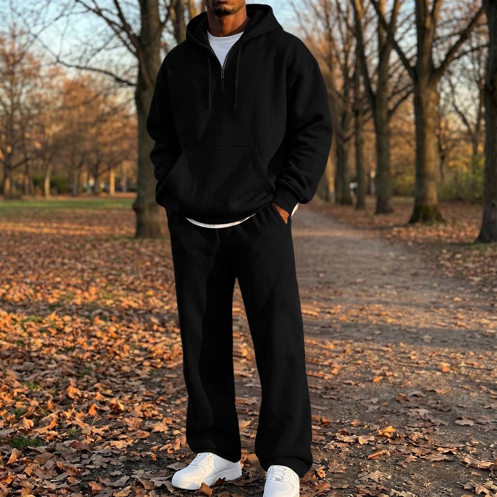 Herren 2-teiliges Set: Reißverschluss-Kapuzenpullover und Jogginghose mit elastischem Bund für Outdoor-Sport und Freizeit