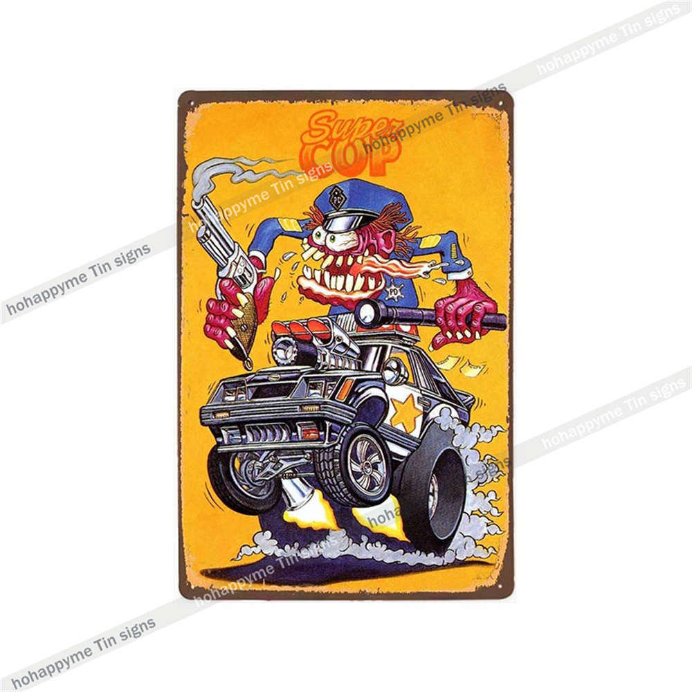 Decor Rat Fink Metal Vintage Sign Retro Decorative Plaque Garage Man Cave Bar Pub Club Tin Painting Home Living Poster 20x30c