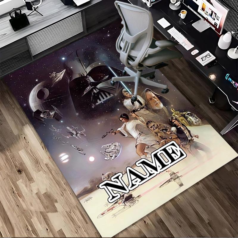 Personalized Name Darth Vader Lightsaber Living Room Non-Slip Area Rug Soft Carpet for Bedroom Kids Playroom Sofa Office Home Decor Doormat