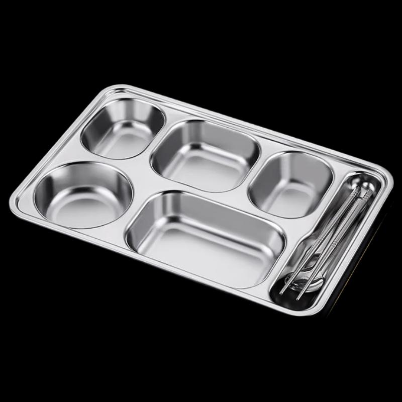 316 Stainless Steel 6-Compartment Lunch Tray Set