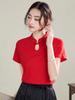 Women's Summer Short Sleeve T-shirt - New Chinese Style Cotton Top