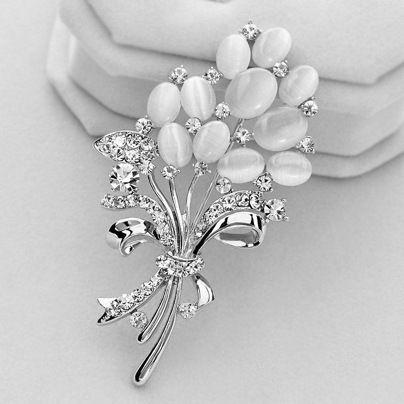 Elegant Cat s Eye Wheat Ear Brooch in Rose Gold - Floral Corsage and Scarf Buckle for Women