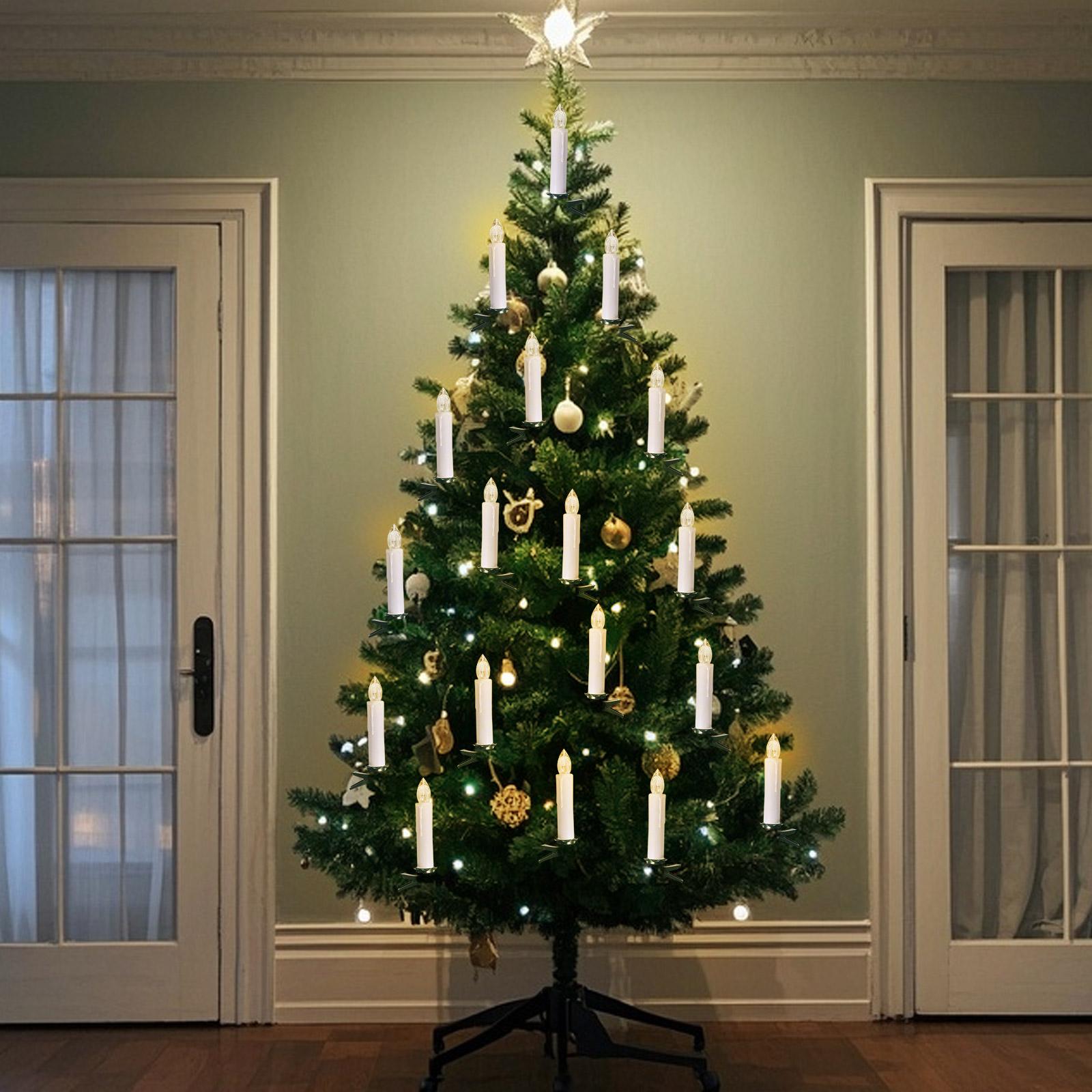 

Набор из 10 беспламенных электрических светодиодных свечей, клипсы для елки, работающие от батареек, с пультом дистанционного управления, диммируемые, мигающие и светящиеся One Size