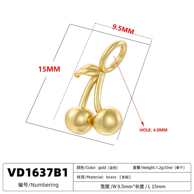 ZHUKOU Enamel Oil Drop With CZ Stone Strawberry Cherry Fruit Series Pendant DIY Handmade Jewellery Accessories:VD1654-1665
