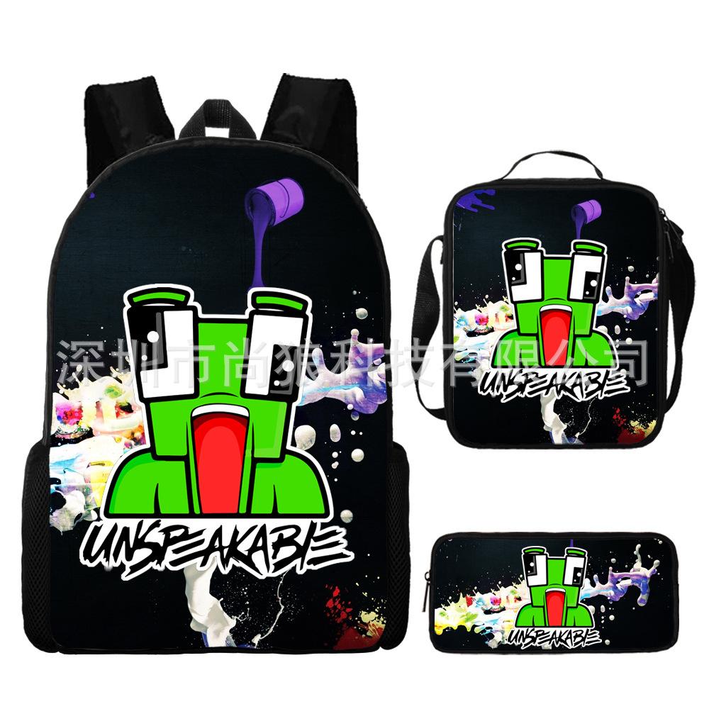 Unspeakable Pattern Schoolbag Large Capacity Backpack Shoulder Bag Pencil Case Three-Piece Set