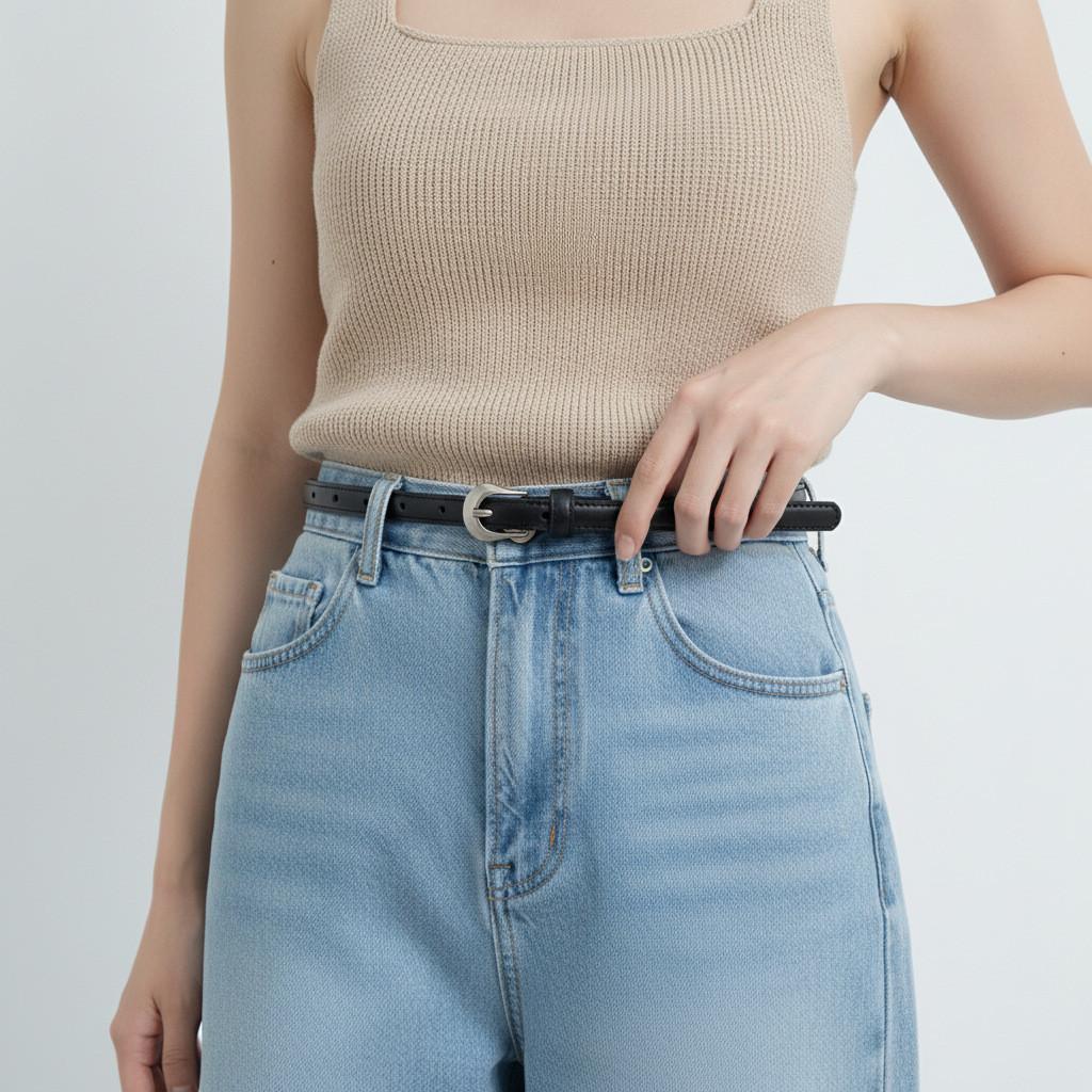 Leather Waist Belt With Nickel Plated Buckle For Office And Daily Wear