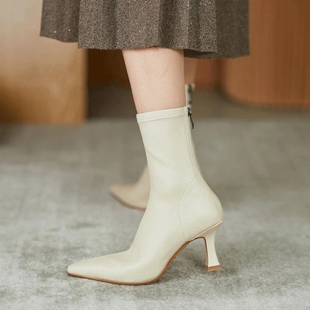 Zimní Street Style Špičaté Kozačky po Koleno Dámské Boty na Nízkém Podpatku Dámské Dlouhé Kotníkové Boty Dámské Boty De Mujer