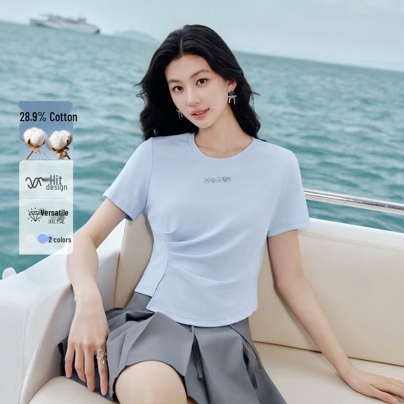 Qoosea Eeran Women s Rhinestone Round Neck T-Shirt XL