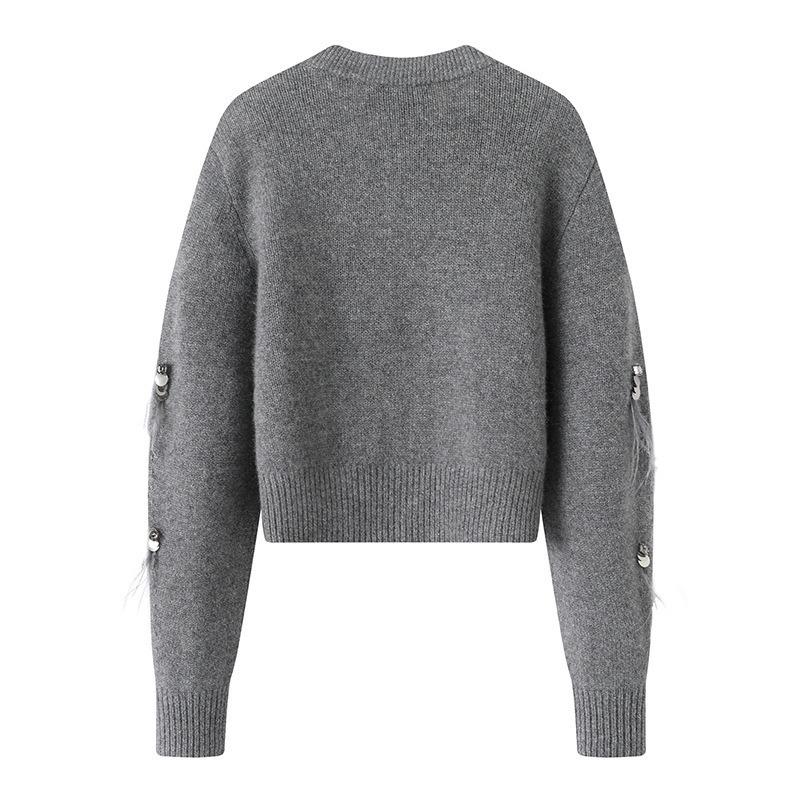 Women's Knitted Sweater New Sequined Long-sleeved Short Jacket Knitted Cardigan Women's