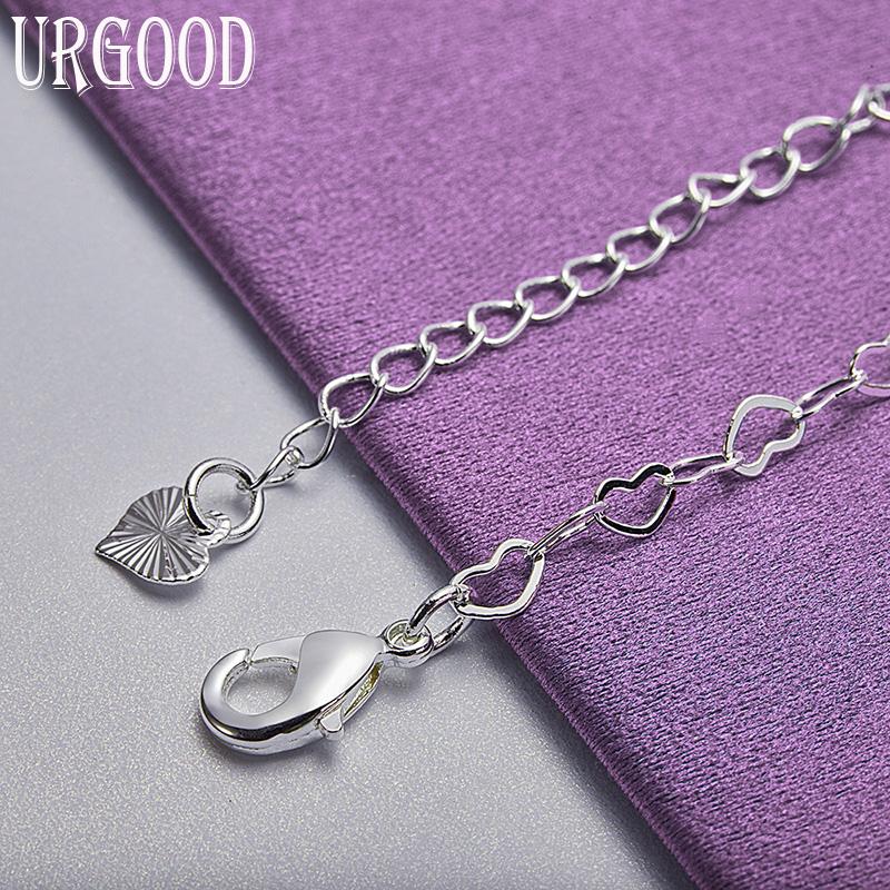 925 Sterling Silver Romantic Heart Bracelet Fashion Wedding Gift Party Jewelry