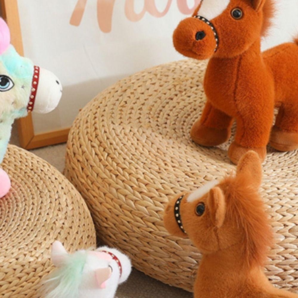 Fluffy Tail Pony Plush Toys Long Mane Cartoon Horse Stuffed Toy  Easter Gifts