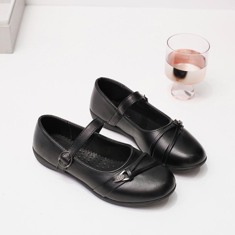 Classic Mary Jane Flats Adjustable Strap Leather School Shoes for Girls