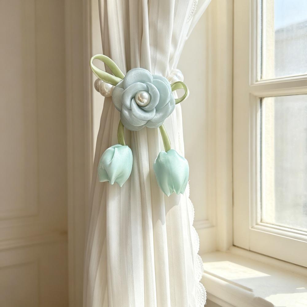 Beautifully Flowers Curtain Straps Magnetic Sheer Curtains Tiebacks Pearl Curtain Buckle  Bedroom
