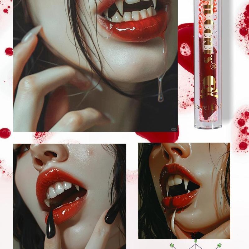 Vampire Lip Glaze Halloween Skull Mirror Moisturizing Lip Oil Lip Gloss Liquid Lipstick