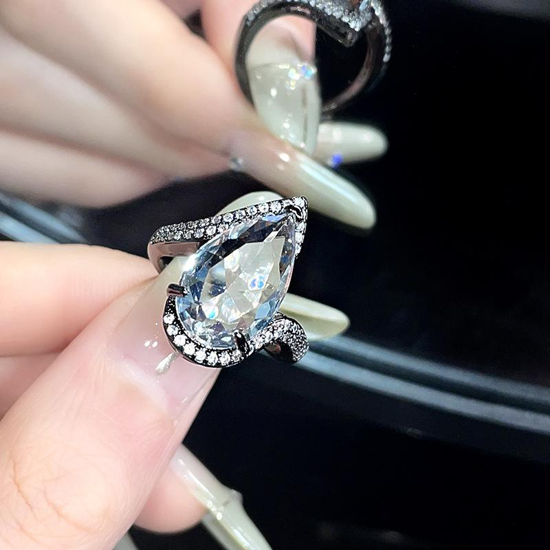 

Original Design Niche High Sense French Cold Wind Personality Enamel Open Ring Index Finger Ring Female Adjustable opening