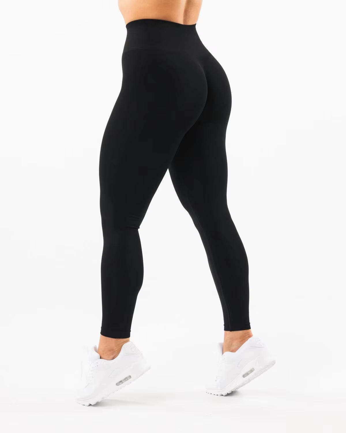cross-border high-waisted hip lift without embarrassment line yoga pants European and American sports nude peach fitness pants yoga clothes women S