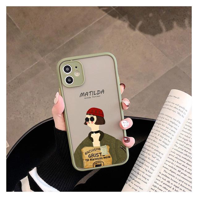 

Cartoon Killer Leon Uncle Girl Phone Case For iPhone17 16 15 14 12 11 13 Pro X XR XS Max 7 8 Plus Cute Transparent Cover Couple iphone 16Pro