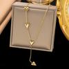 Unique Trendy Double Layer 18k Gold Plated Tarnish Free Stainless Steel Multi Heart Pendant Necklace Women