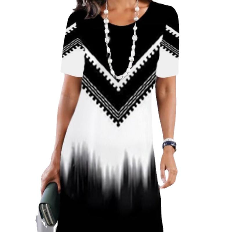 

YYFS женские модные летние весенние повседневные платья с короткими рукавами и круглым вырезом XXXL