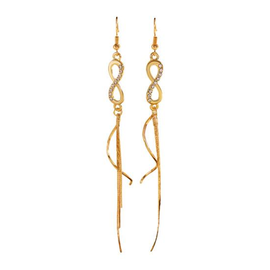 

1 Pair Women Earrings Infinity Symbol Tassel Long Earrings Cubic Zirconia Inlaid Metal Polished Drop Earrings Jewelry Gift
