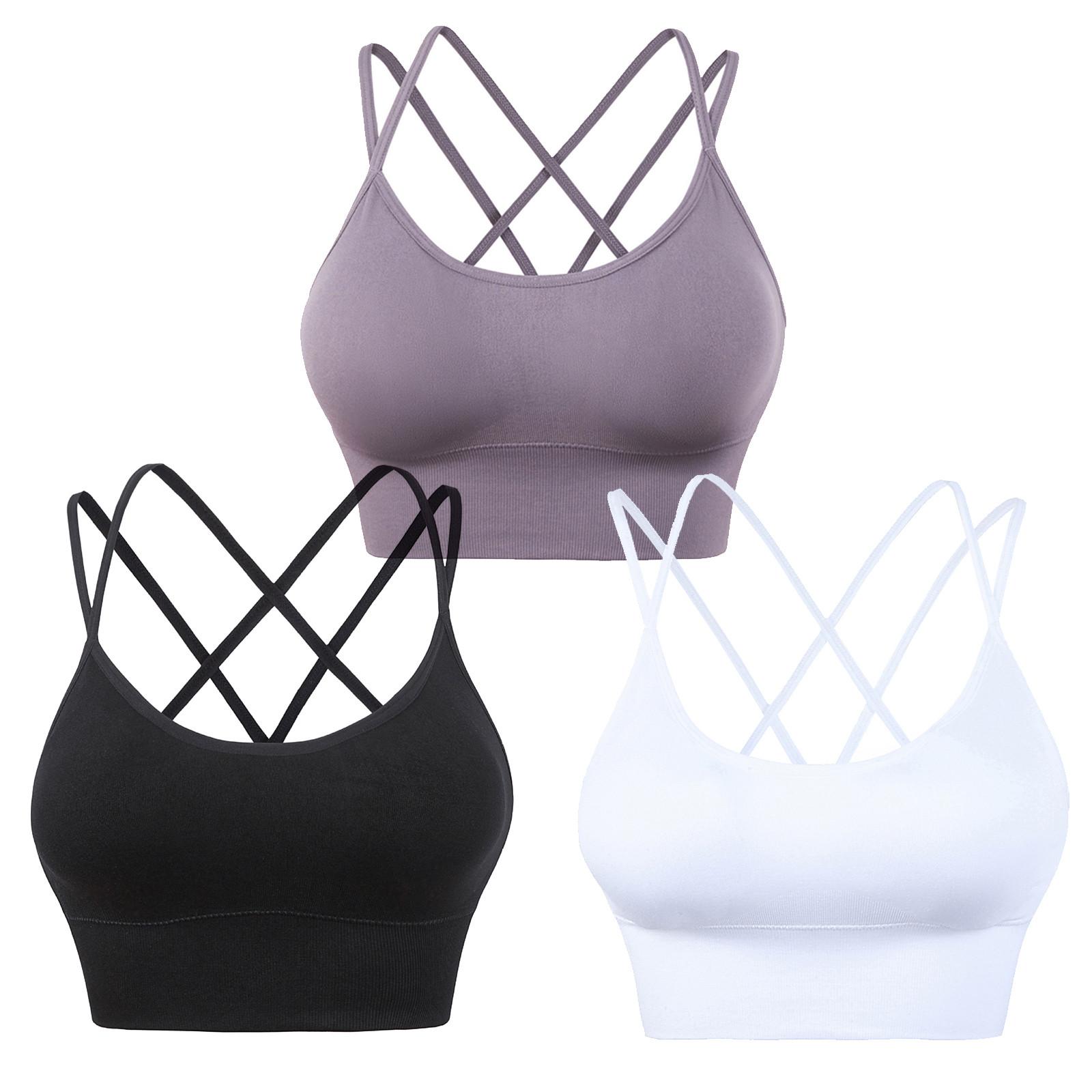 

Женский однотонный бесшовный спортивный бюстгальтер с перекрестной спинкой, спортивный топ, нижнее белье для йоги, 3 шт. XL
