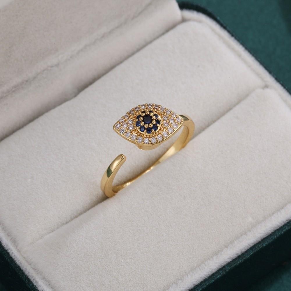Copper Devil's Eye Ring Rotatable Opening Finger Ring Zircon Luxury Ring Clothes Accessories