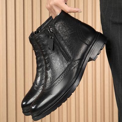Stivali Chelsea da Uomo con Motivo Coccodrillo Nuovi Stivali Invernali da Uomo Stivaletti alla Moda Scarpe Eleganti da Uomo Calde Scarpe Brogue da Uomo