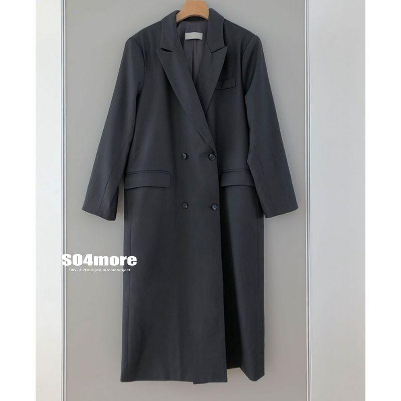 

[So4more] South Korea Direct Mail Boyfriend Style Oversize Maxi Loose Mid-Length Suit Coat and Trench Coat Gray medium long One size