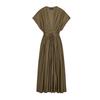 Summer New Product Women's Clothes Cotton Blend V Neck Short Sleeve Pleated Trim Midi Skirt Dress 2965260 2965278