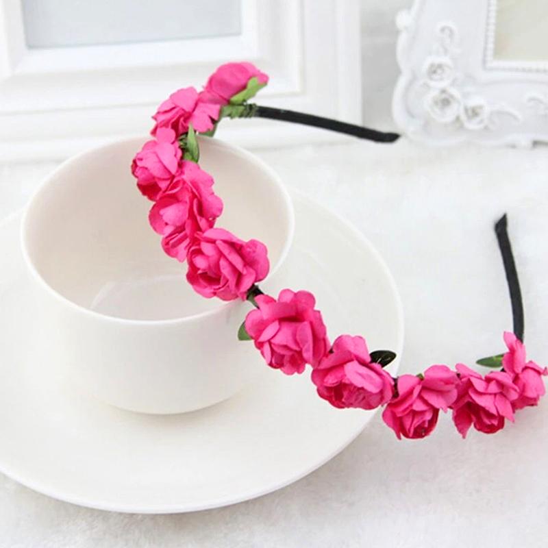 Hot sale ladies rose flower hair bands colorful wedding headwear