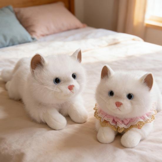 Brinquedo de Pelúcia Gato Siamês Realista com Som Animal de Pelúcia Macio Gatinho Companheiro Realista para Abraçar Presente de Aniversário para Crianças Amantes de Gatos