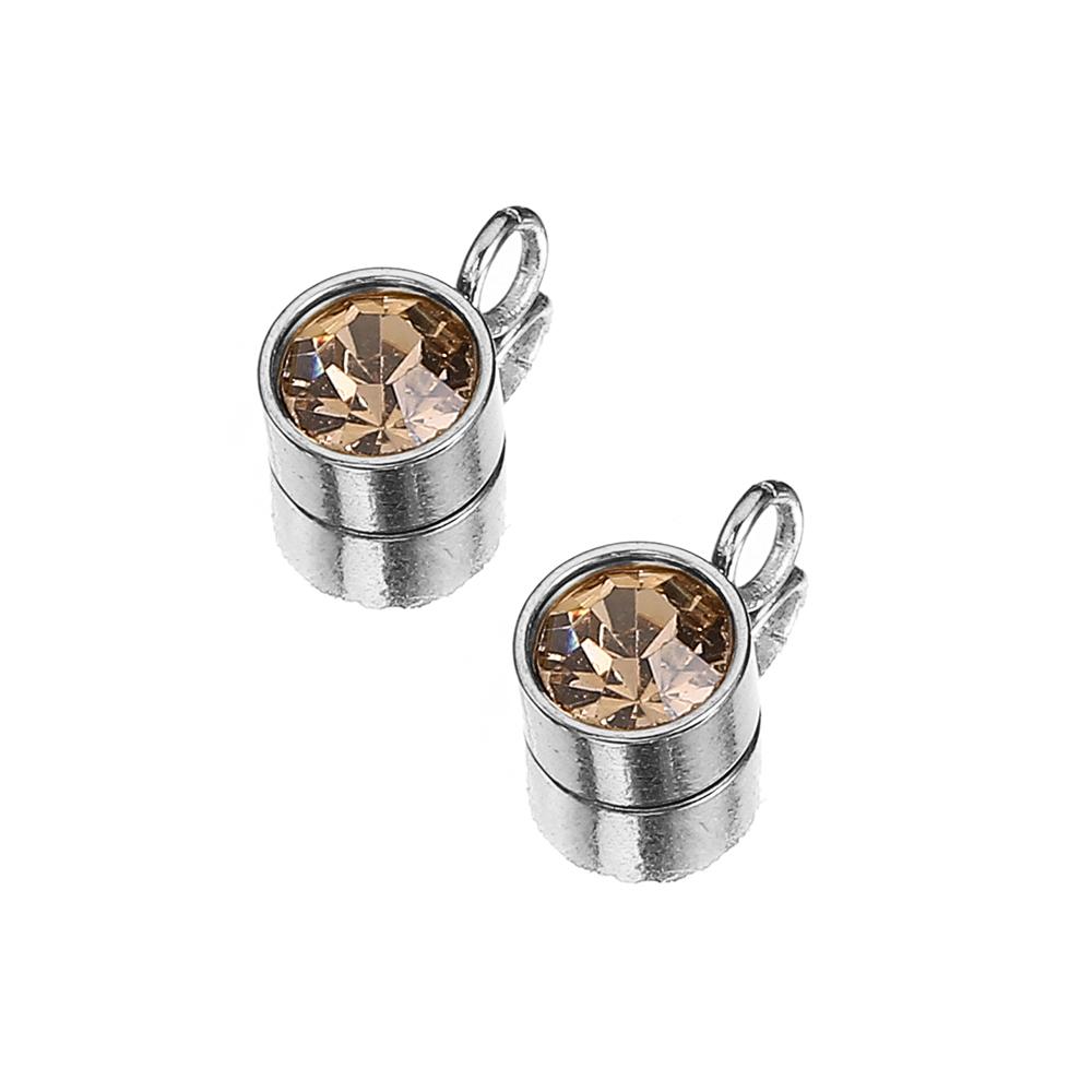10pcs Stainless Steel Birthstones 6mm Zircon Charms Pendants Rhinestone Crystal Beads for Necklace Bracelet Jewelry Making DIY