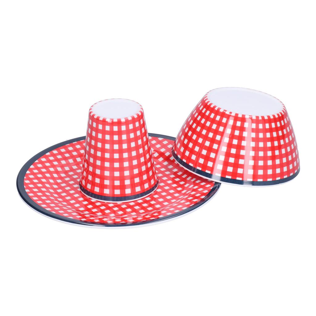 Red Grids Salad Plate Set Imitation Porcelain Fruit Snake Plate for Home Restaurant Hotel