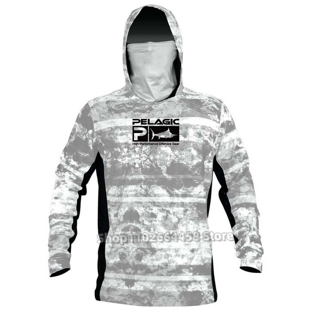 PELAGIC camouflage fishing suit for men and women long-sleeved mask hoodie sun protection breathable fishing suit can be