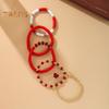5 Pcs Bohemian Bracelets Polymer Clay Multi-layer Stacking Heart Beads Contrast Color Jewelry for Beach Work Party Vacation