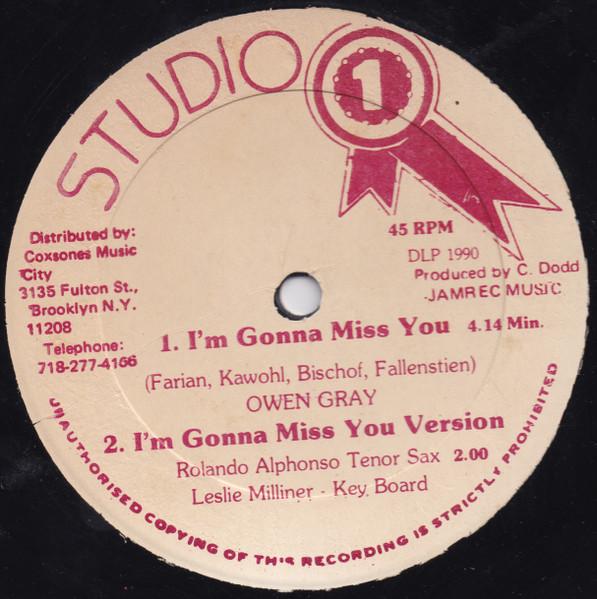 

12-дюймовая пластинка OWEN GRAY - I m Gonna Miss You / If I Were A Ca DLP1990 Studio One 1990 US Регги, Ска и Даб Б/У