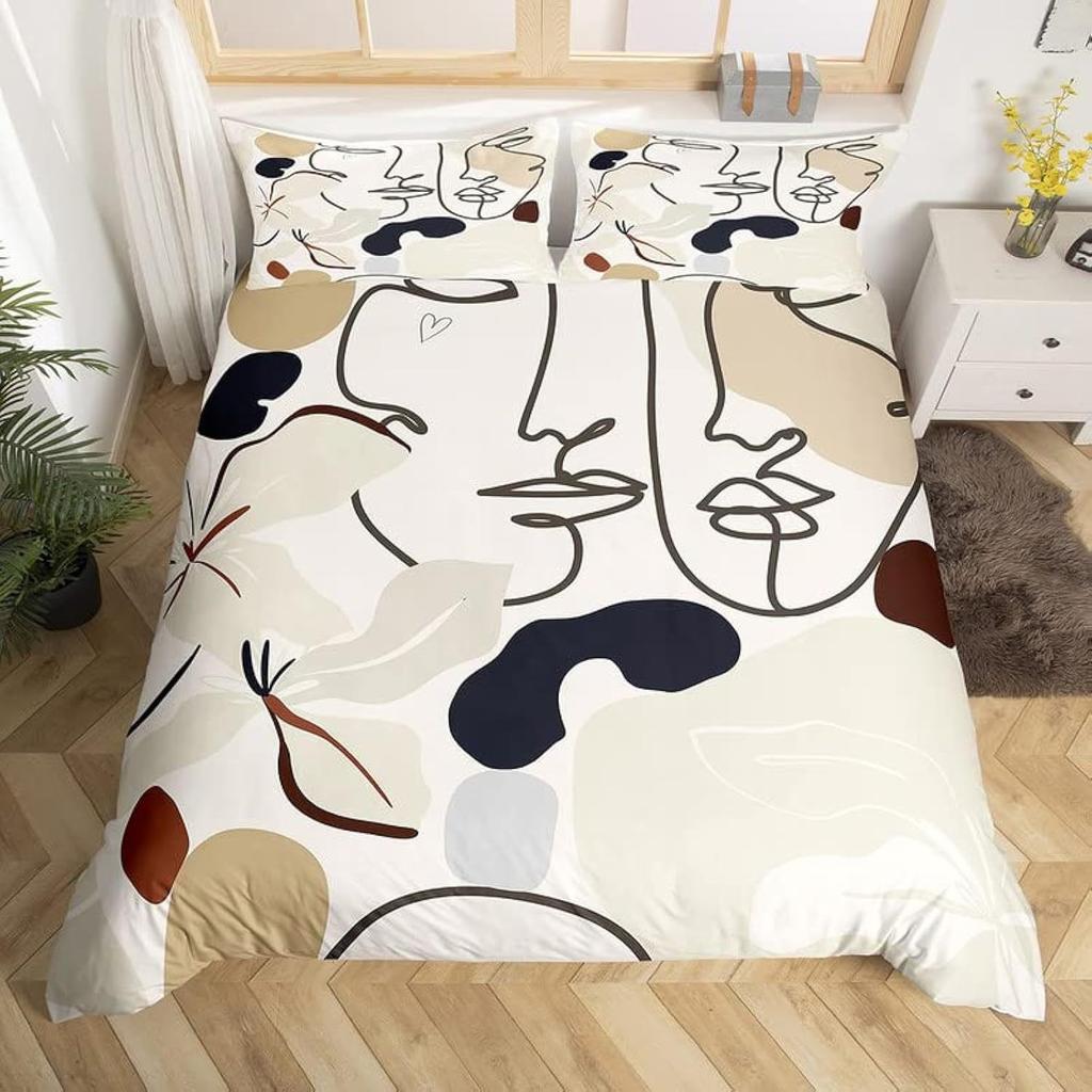 Mid Century Modern Påslakan Set King Abstrakt Geometriska Balansformer Regnbåge Sol Cirklar Boho Täcke Överdrag Sängkläder Set