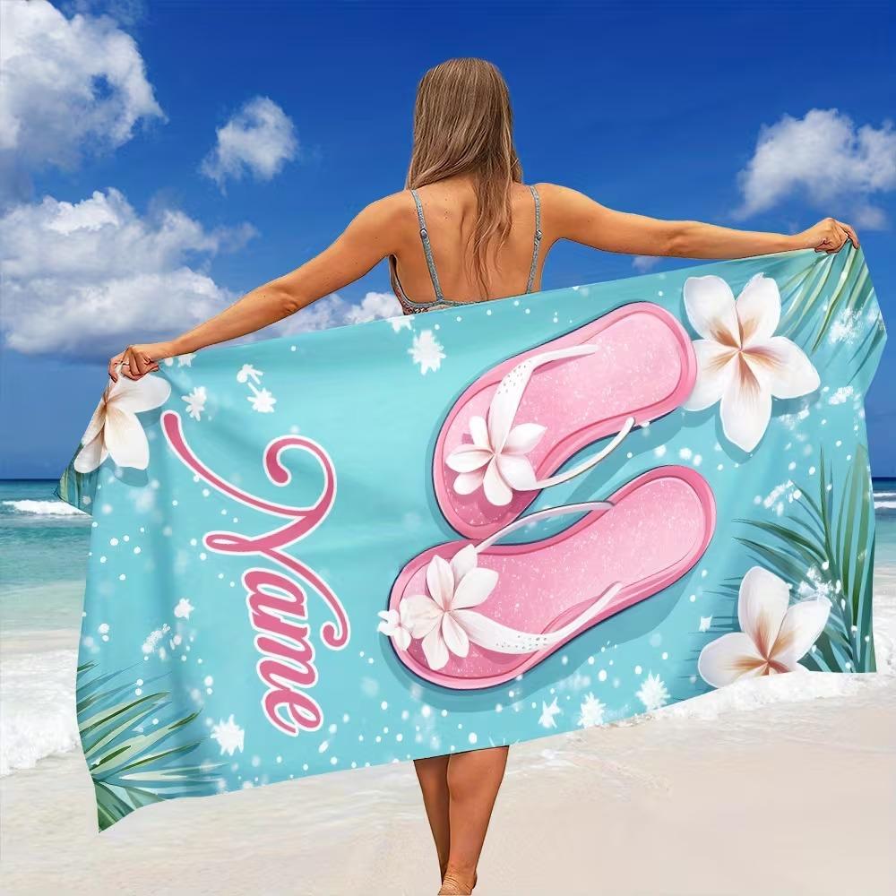 Beach Theme Beach Towel Starfish Shell Printing Microfiber Quick Drying Absorbent Large Bath Towel