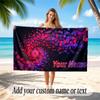 Abstract Geometric Theme Soft Beach Towel Personalized Custom Name Text Towel Portable for Beach Pool Travel
