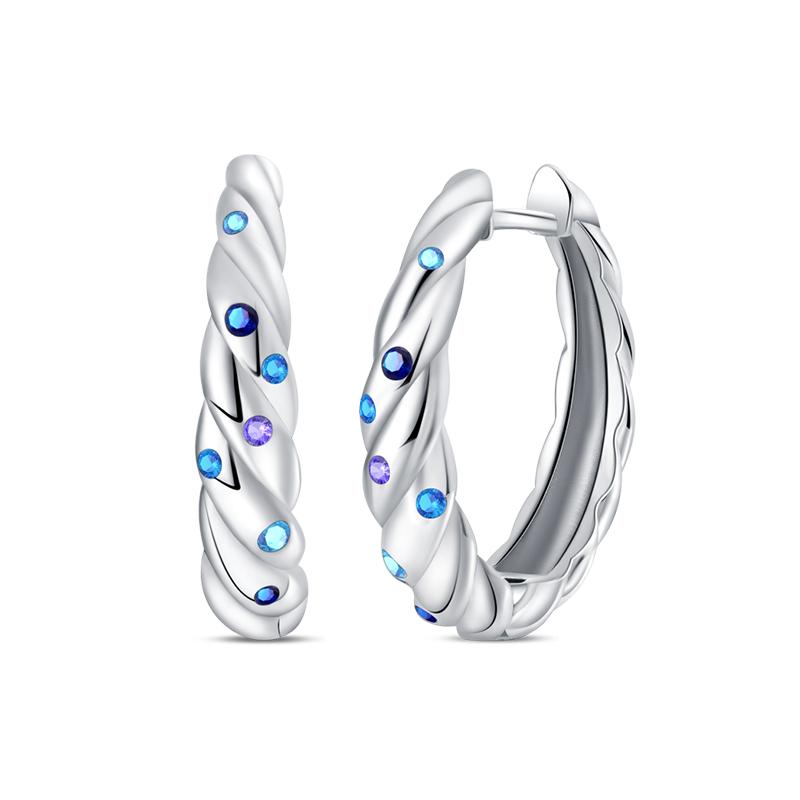 925 Silver Blue Zircon Dreamcatcher Feather Star Moon Cute Claw Hoop Earrings For Women Fine Birthday Jewelry Gifts