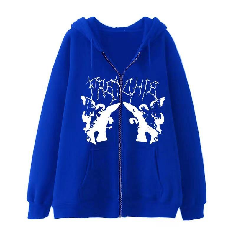 2023 Nuevo Cárdigan con Capucha Europeo y Americano con Cremallera Sudadera Retro Abrigo de Pareja Oversize de Moda Urbana para Hombre y Mujer