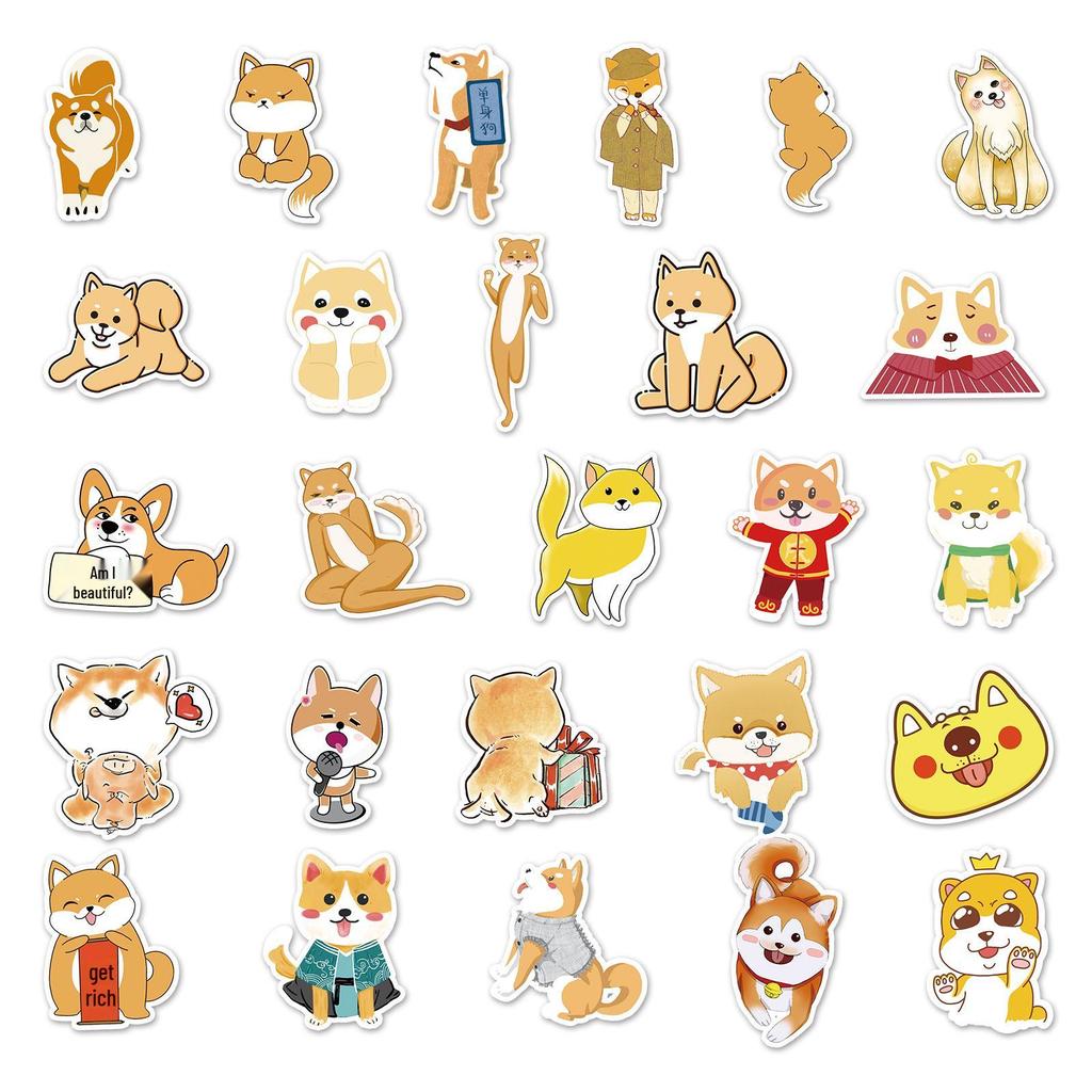 51 Cute Shiba Inu Stickers: Cartoon Dog Graffiti for Journals, Suitcases, Water Bottles, Waterproof Decor