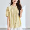 Accordion Pleated Goose Yellow Short-sleeved Shirt for Women In Summer New Texture and Temperament Versatile Small Shirt