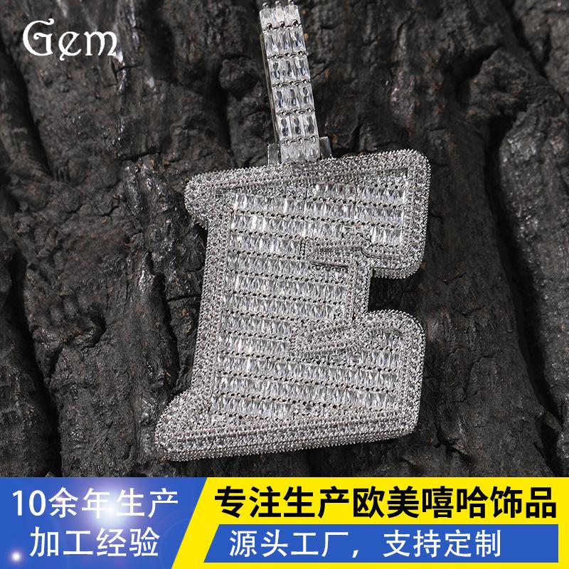 Hip-hop 26 English letter pendant tide brand versatile copper inlaid zircon personalized customized new product Z+3mm24inch twist chain серебряный