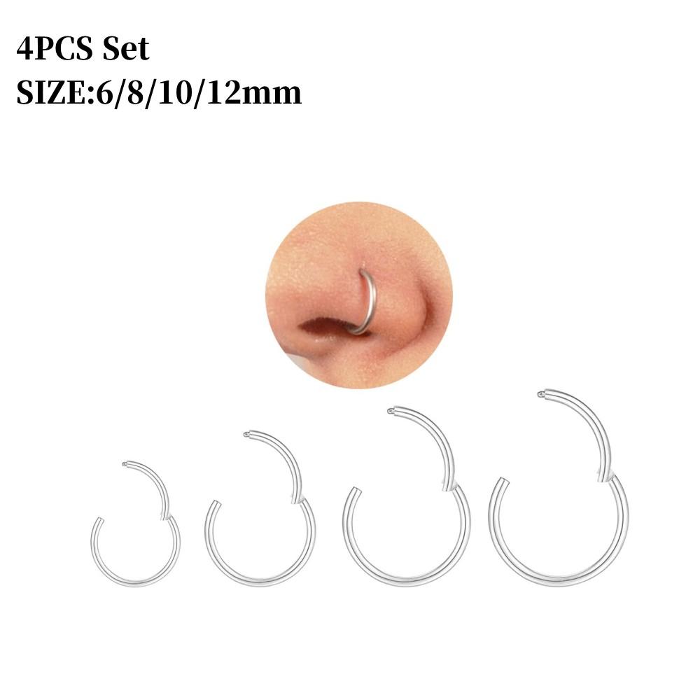 316L Surgical Stainless Steel Nose Hoops Hinged Clicker Septum Rings for Nose Cartilage Body Piercing Jewelry